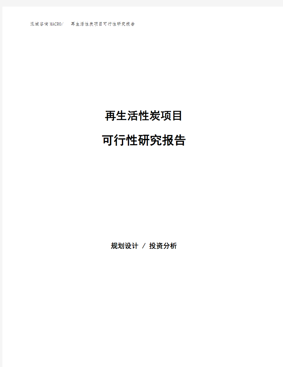 再生活性炭项目可行性研究报告模板及范文