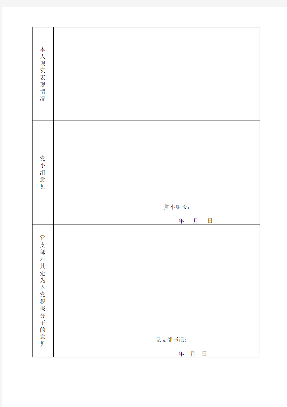 入党积极分子登记表(通用模板)