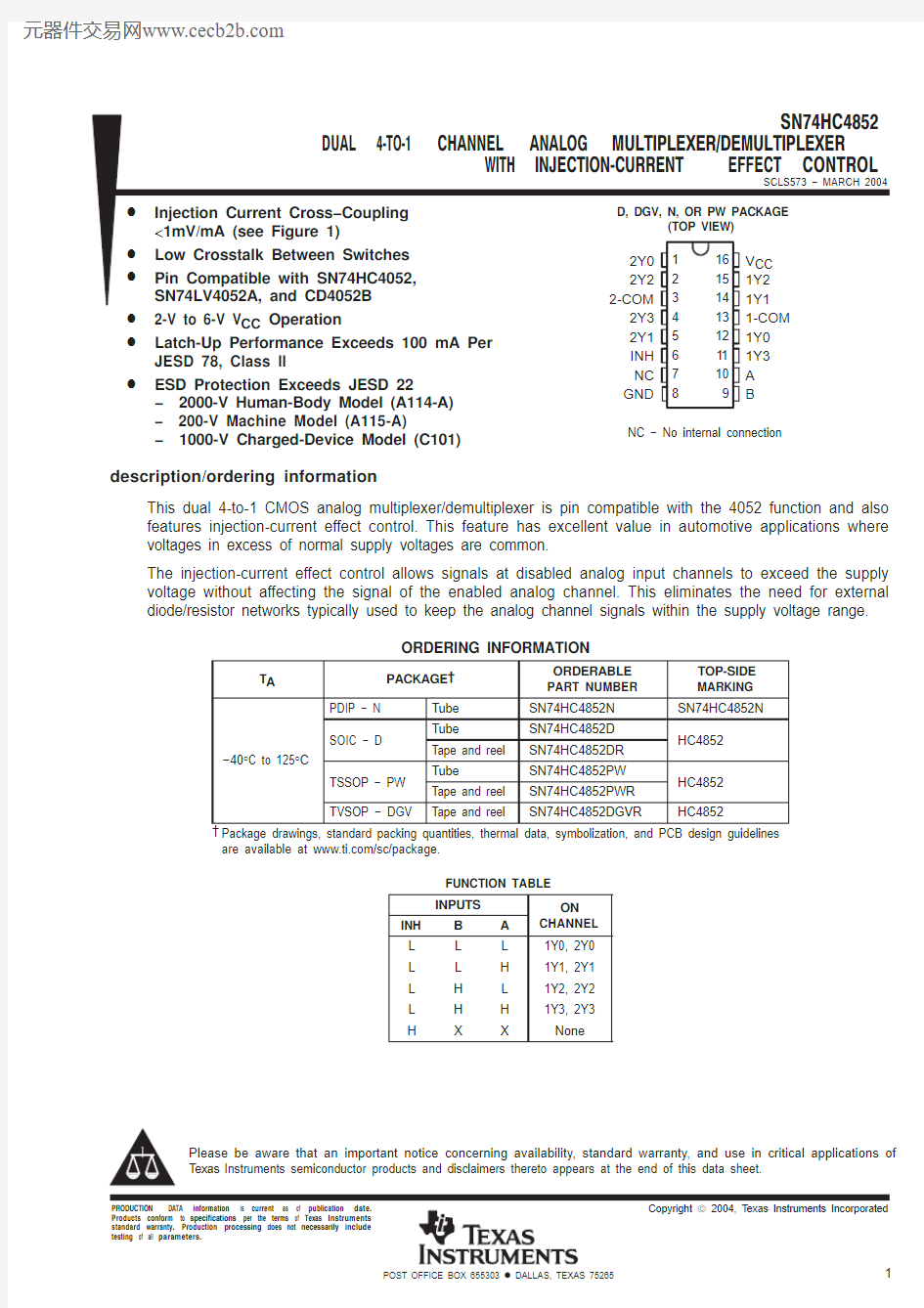 SN74HC4852DRG4中文资料