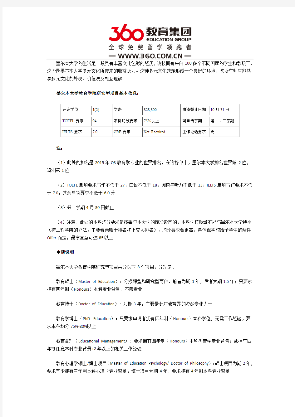 墨尔本大学教育学院研究型项目介绍