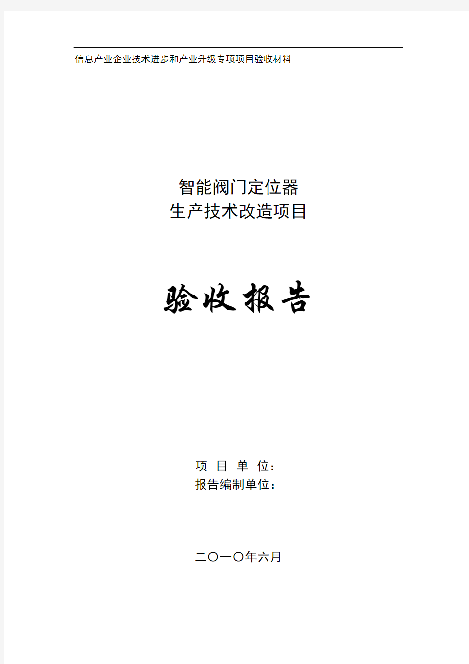 技改项目竣工验收报告