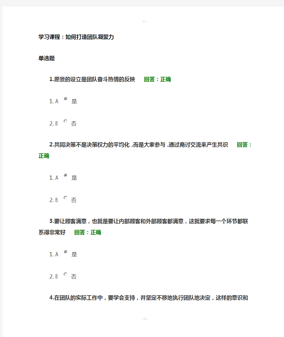 如何打造团队凝聚力-100分答案