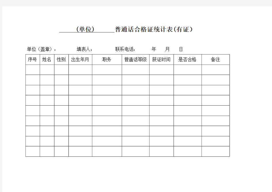 普通话合格证统计表 (1)