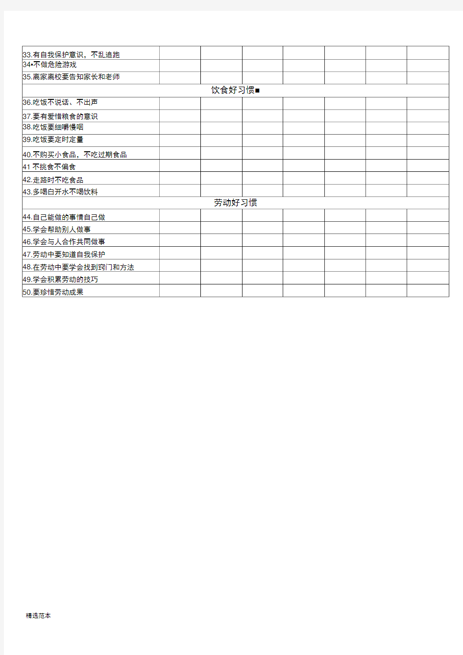 儿童好习惯养成表格法