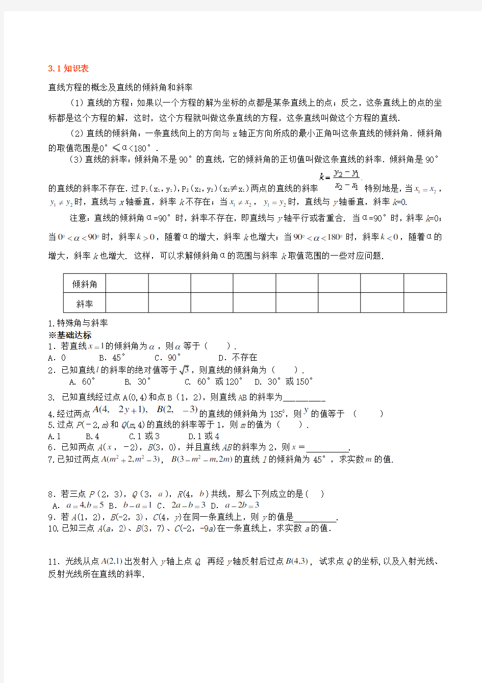 新课标高中数学必修2直线与方程