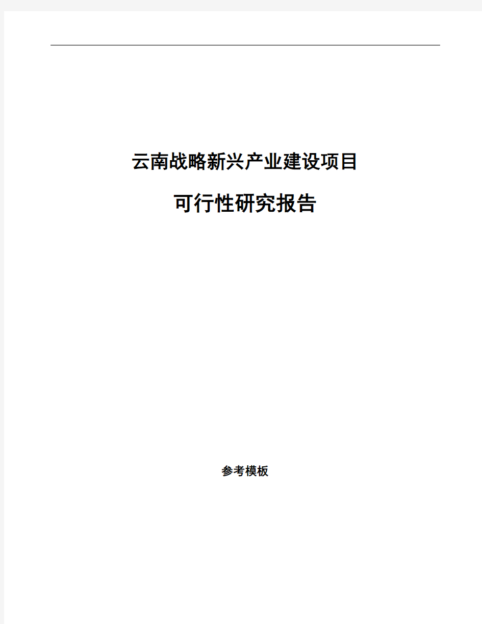云南战略新兴产业建设项目可行性研究报告