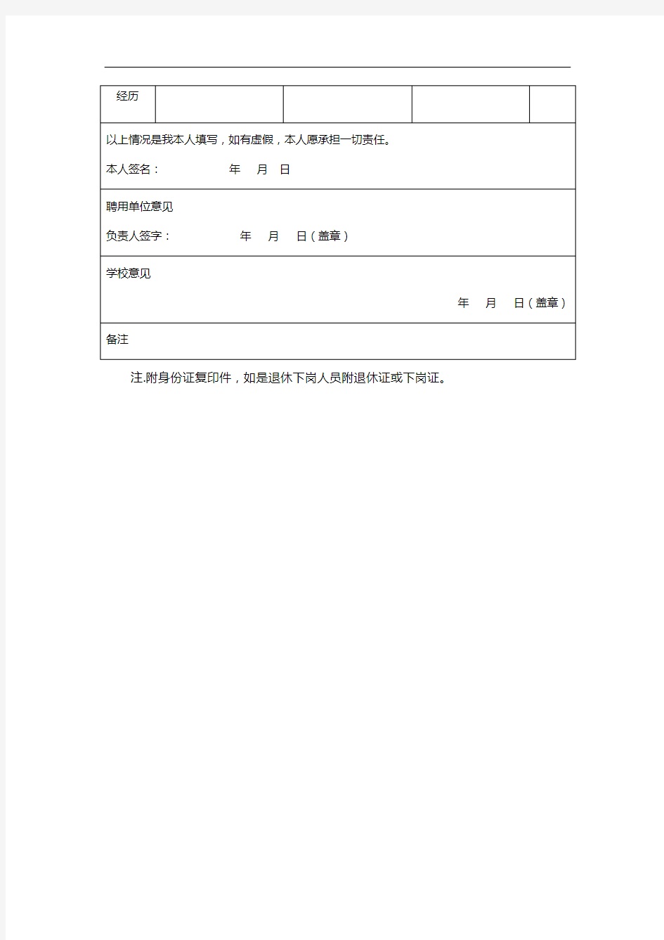 AA工业大学非事业编制人员聘用审批表