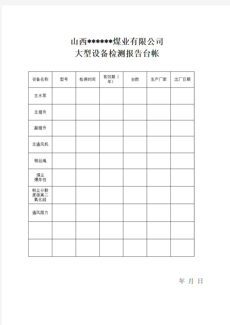 煤矿用各种表格样式[1]