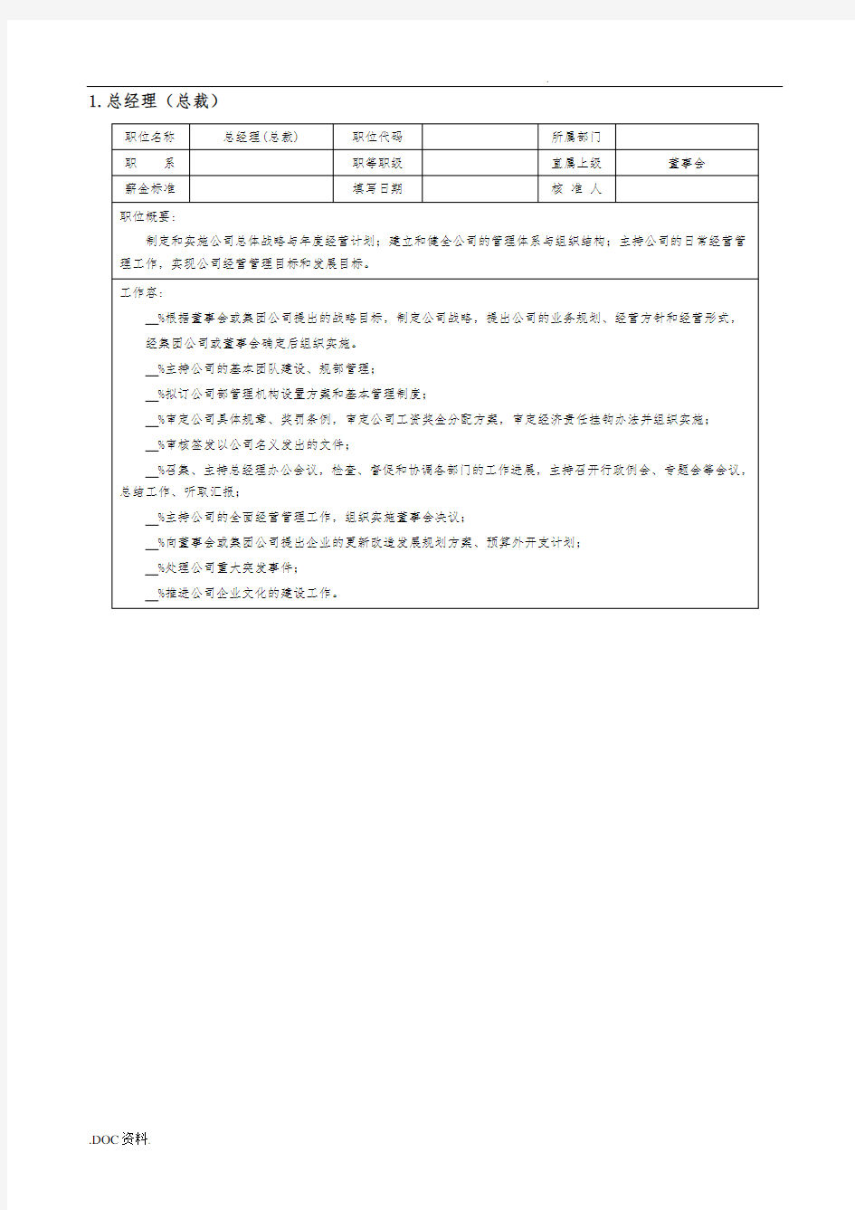 总经理岗位说明书[汇总]