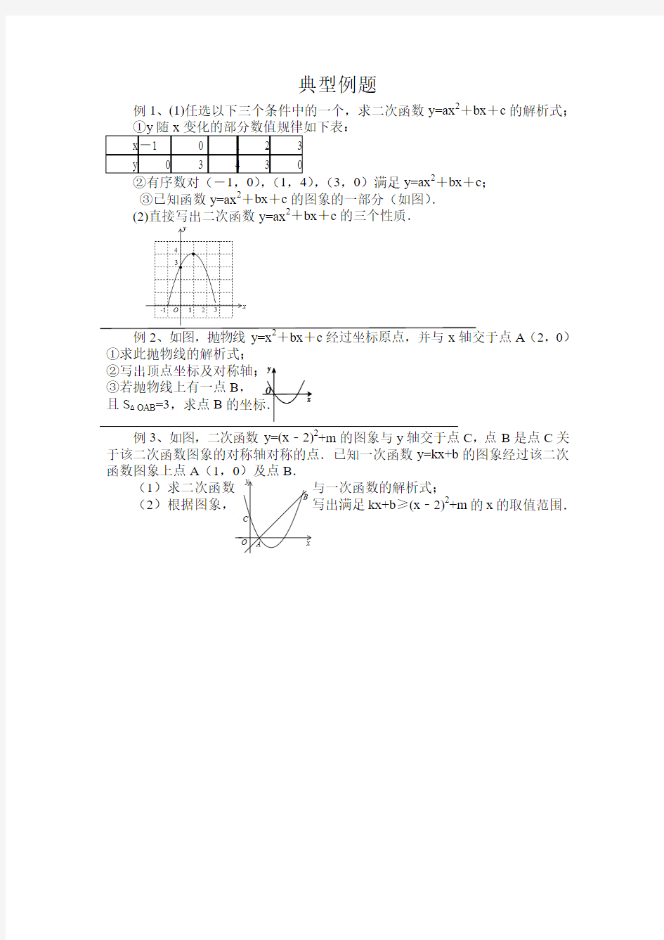 二次函数解析式--典型例题