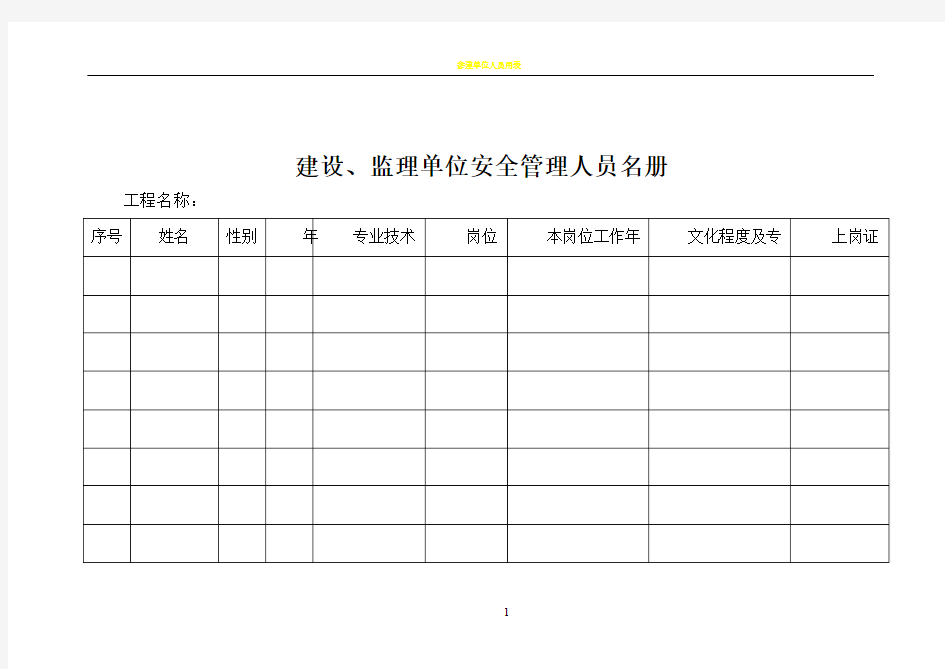 工程项目管理人员花名册