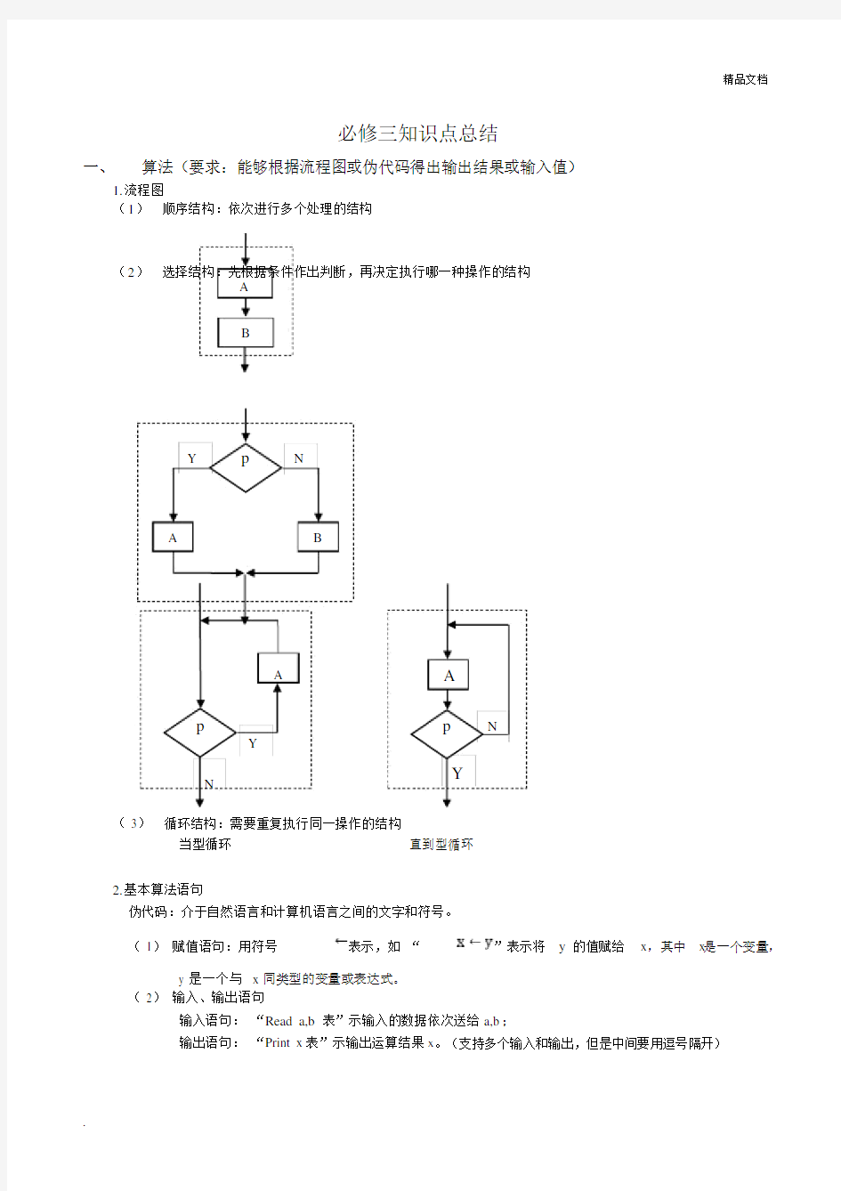 苏教版高中数学必修三知识点总结.docx