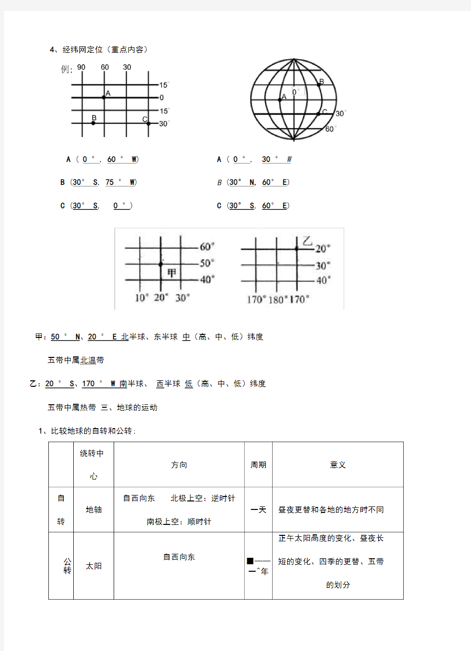 七年级上册地理知识点总结