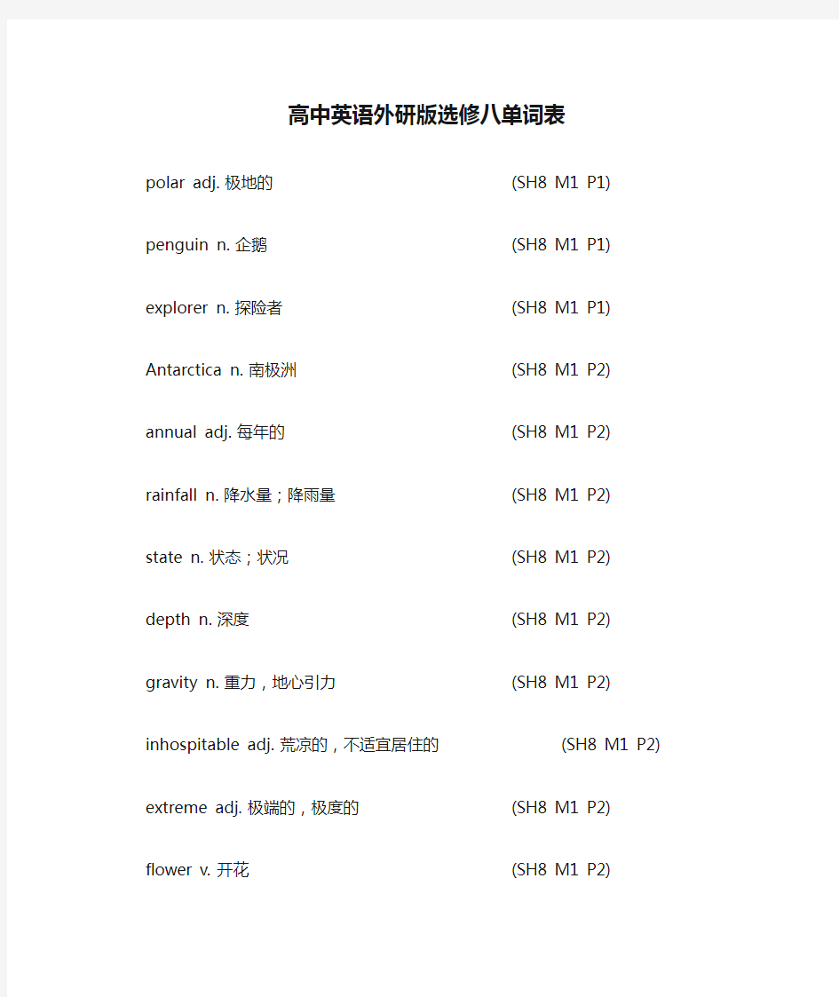 (完整版)高中英语外研版选修八单词表