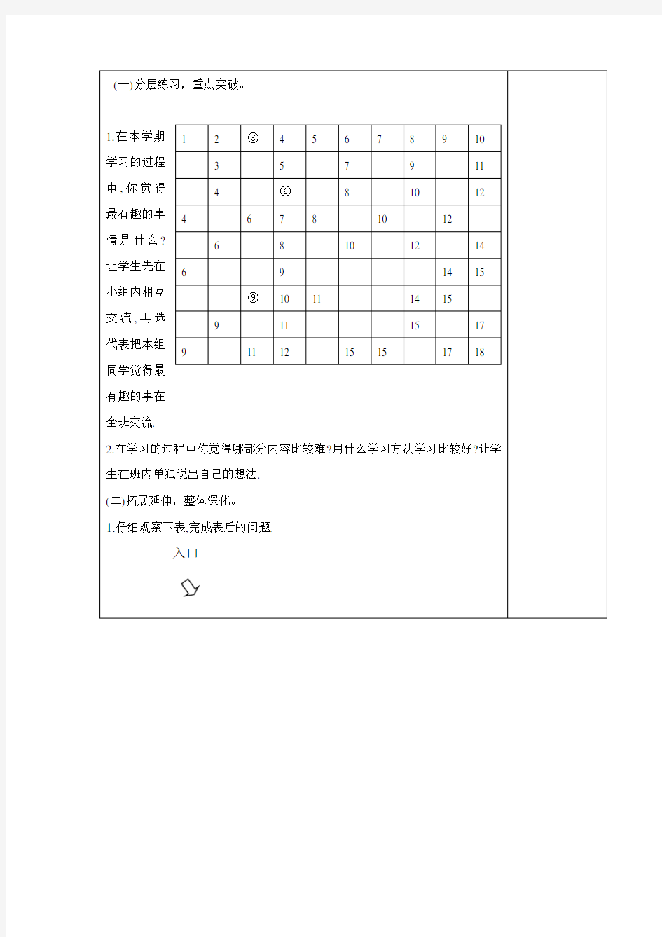 人教版小学一年级数学上册总复习集体备课