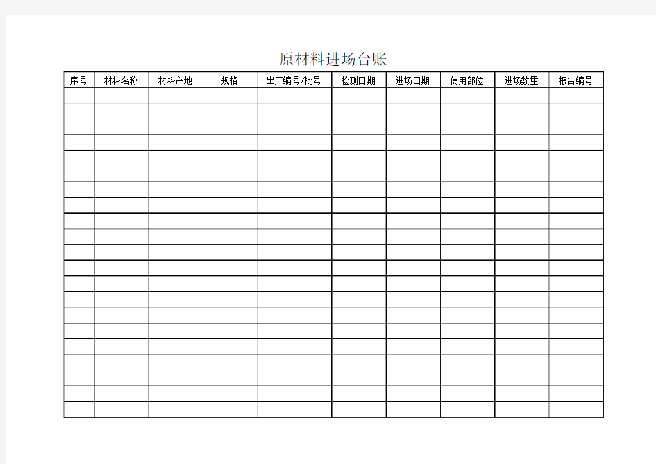 原材料进场台账