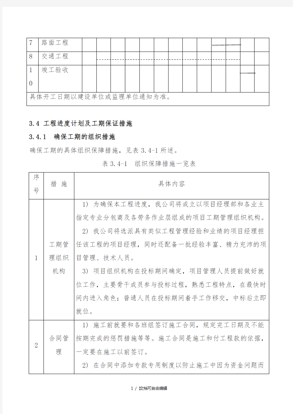 市政工程-施工进度计划和各阶段进度的保证措施