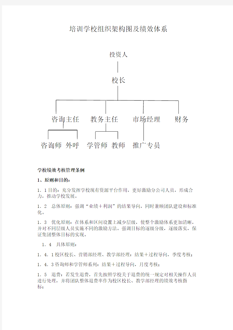 商学院培训学校组织架构