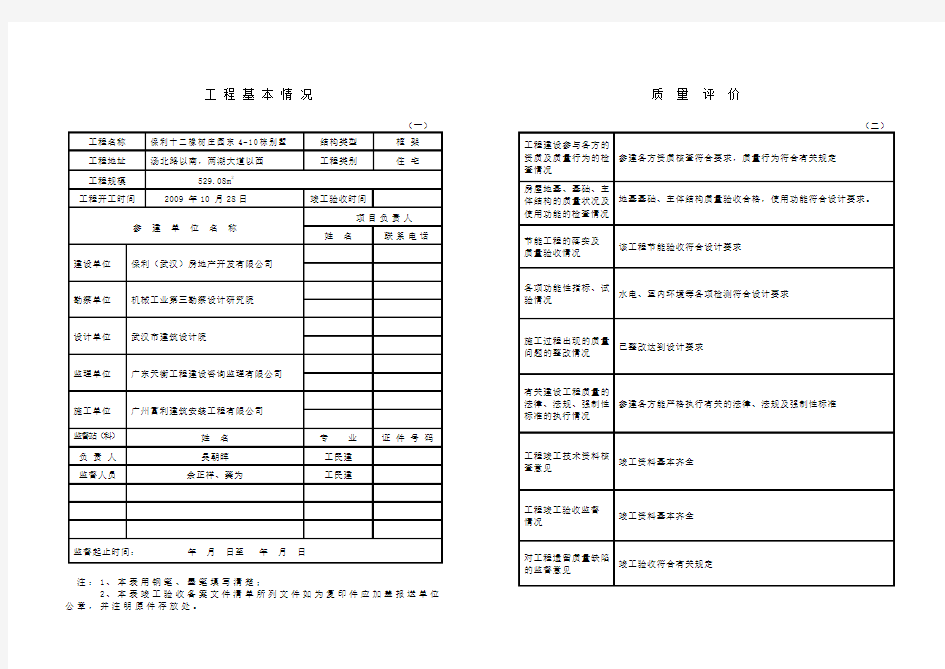 建筑工程质量监督报告