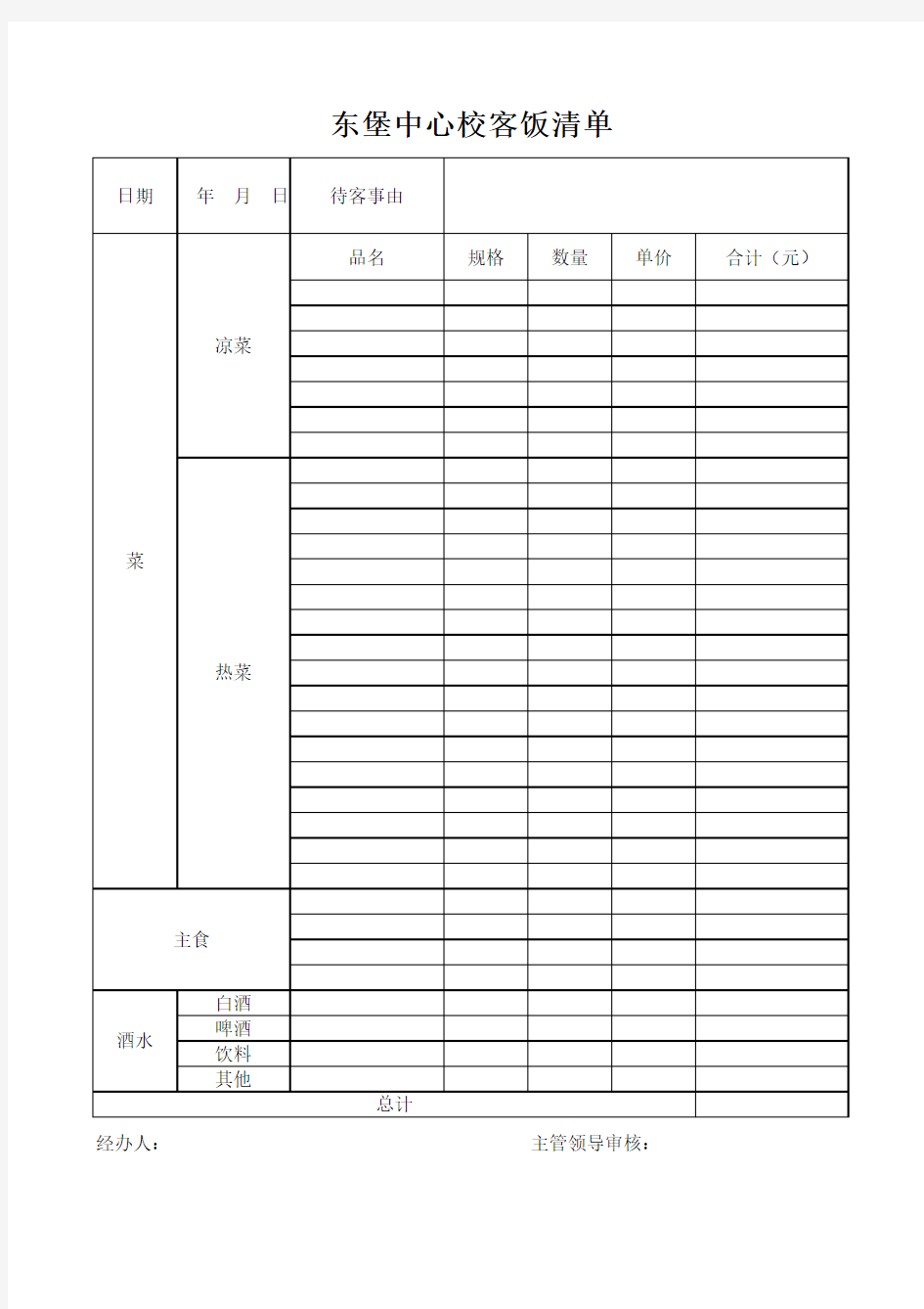 客饭清单