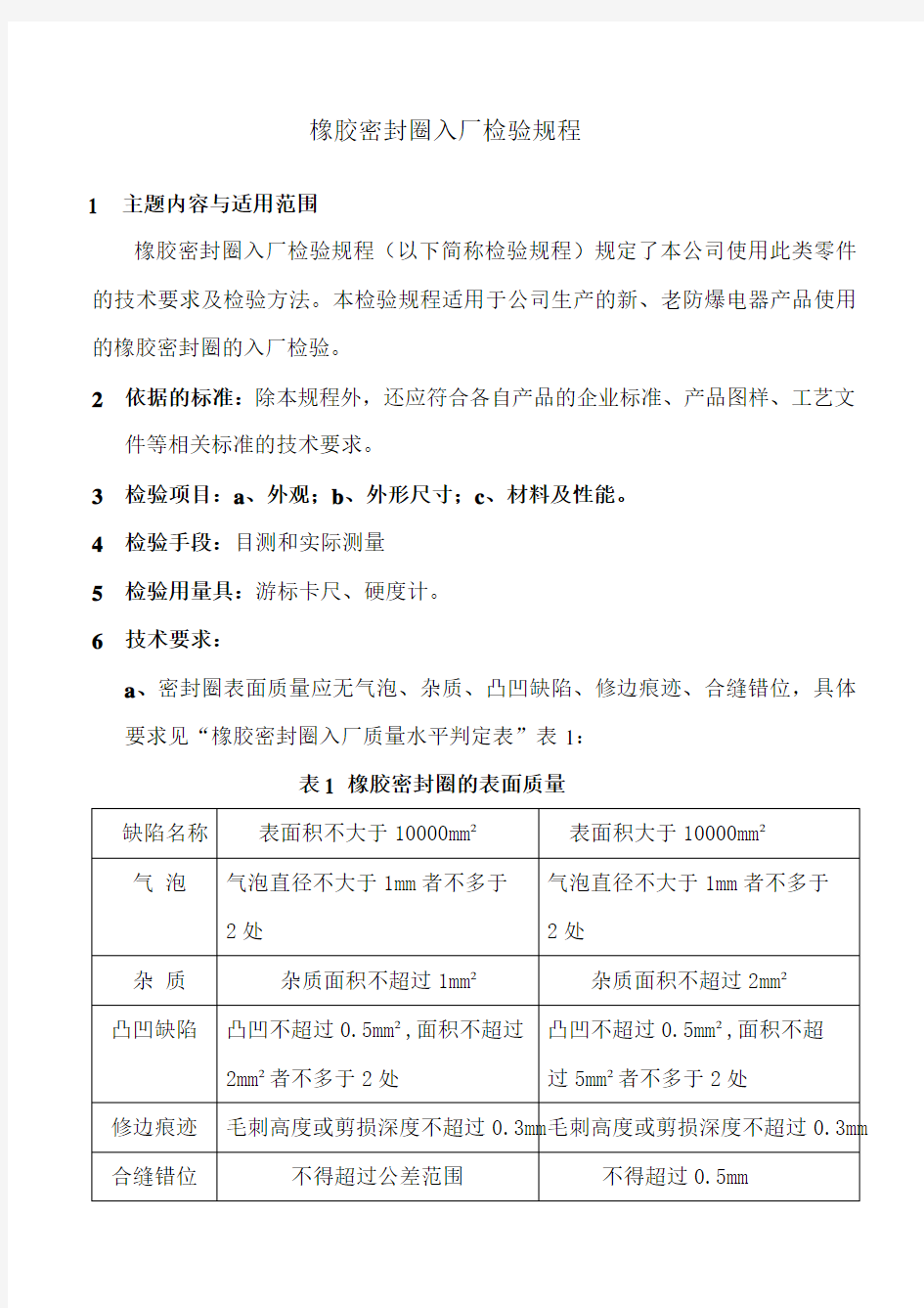 橡胶密封圈入厂检验规则