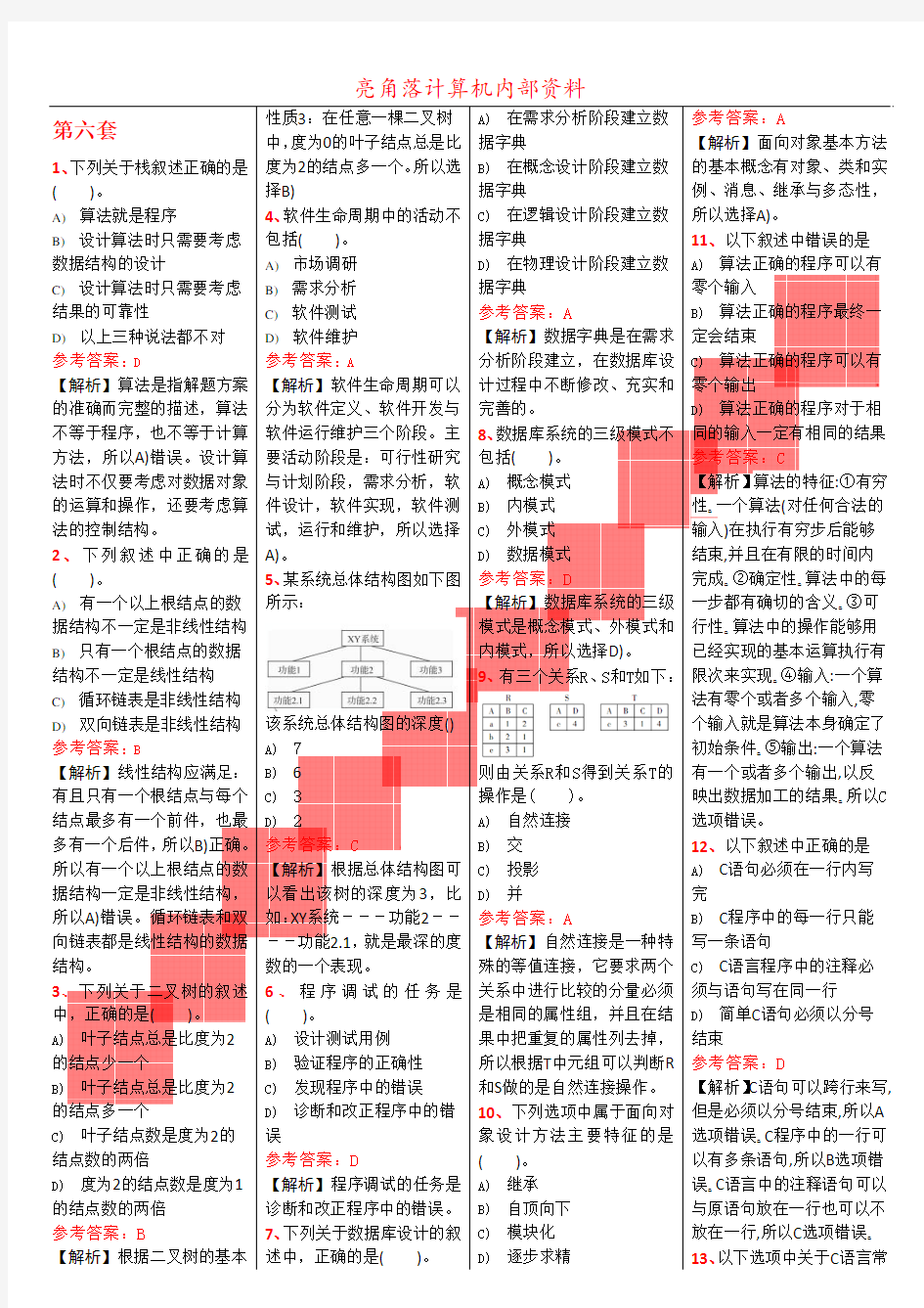 14.03亮角落选择题第六套——第十套