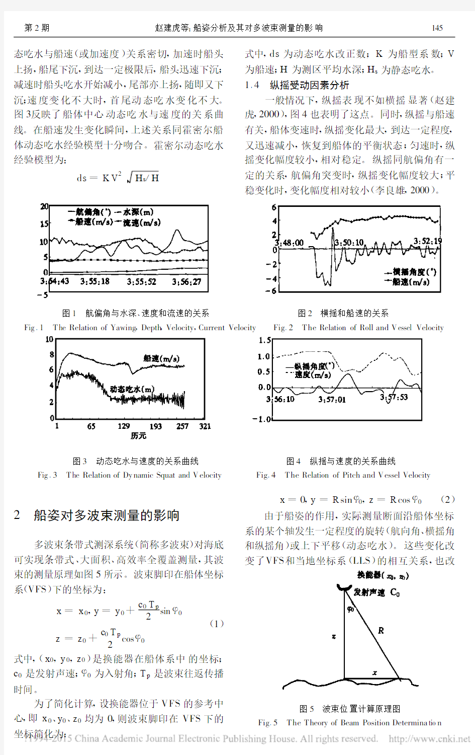船姿分析及其对多波束测量的影响_赵建虎