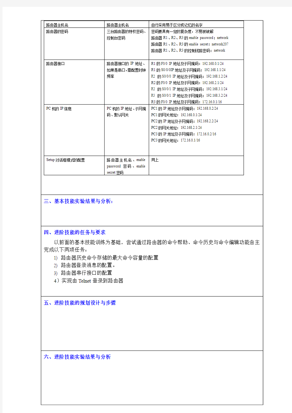 实验一路由器的基本配置与管理