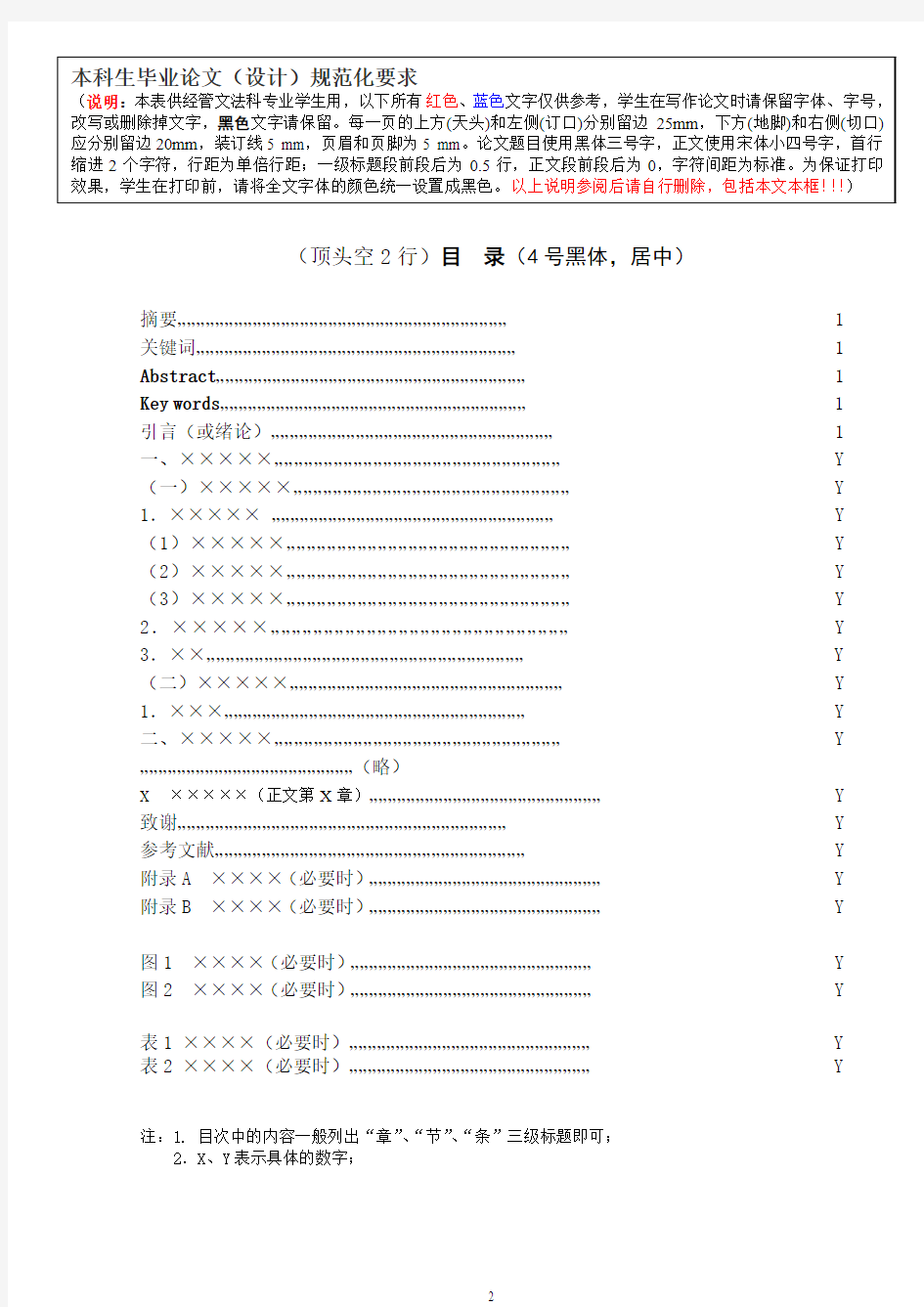 南京农业大学本科生毕业论文(设计)标准格式