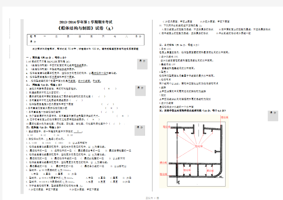 船体识图试卷答案