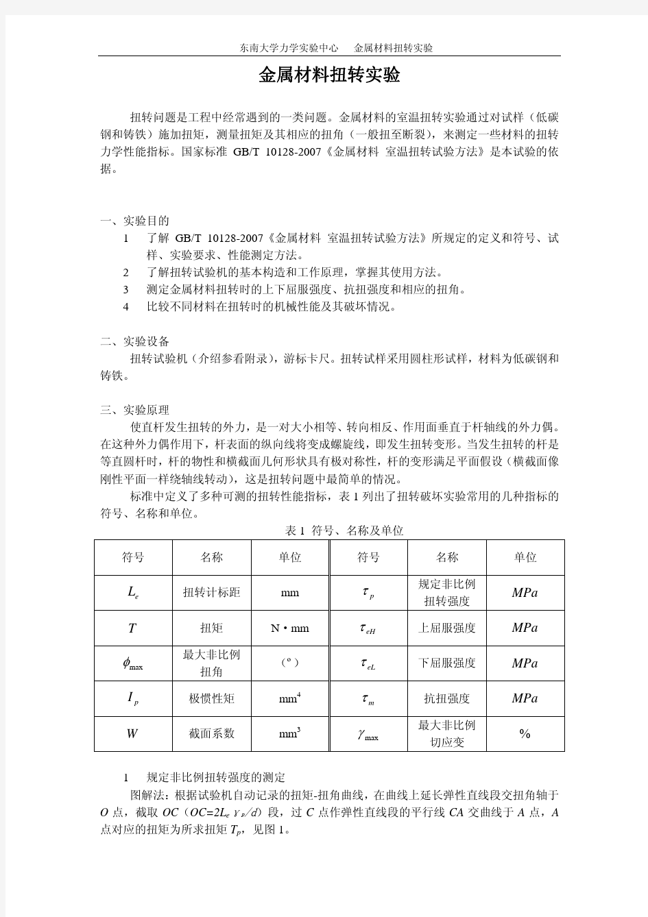 金属材料扭转实验-实验指导