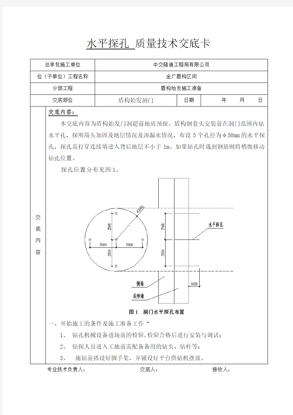 水平探孔技术交底