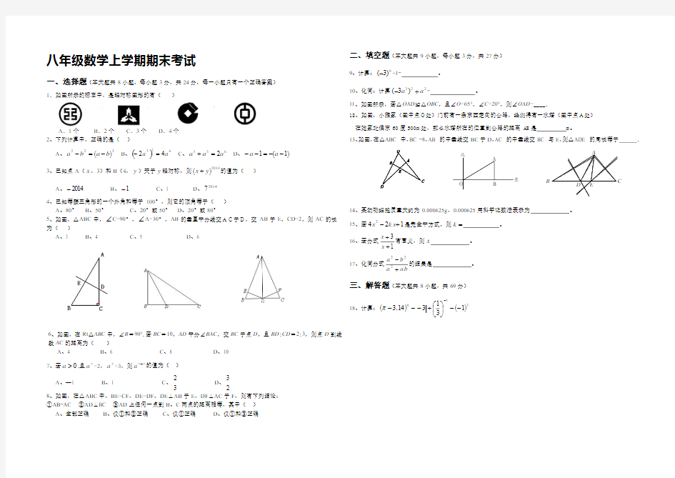 新人教版八年级数学上学期期末考试经典