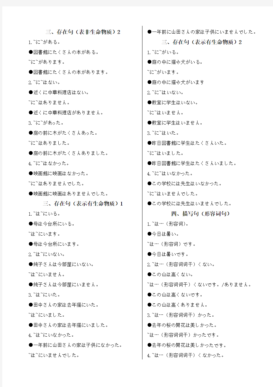 日语四大基本句型