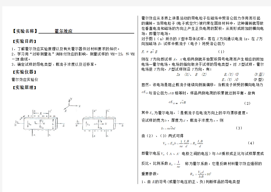 大学物理实验报告系列之霍尔效应