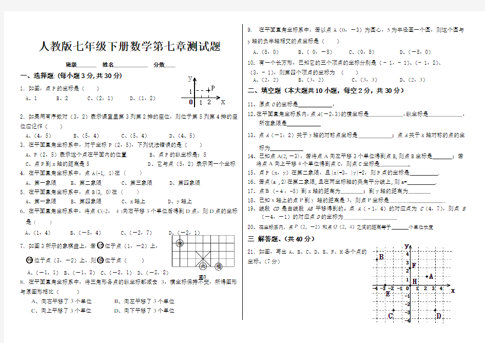 (完整版)人教版七年级数学下册第七章测试题