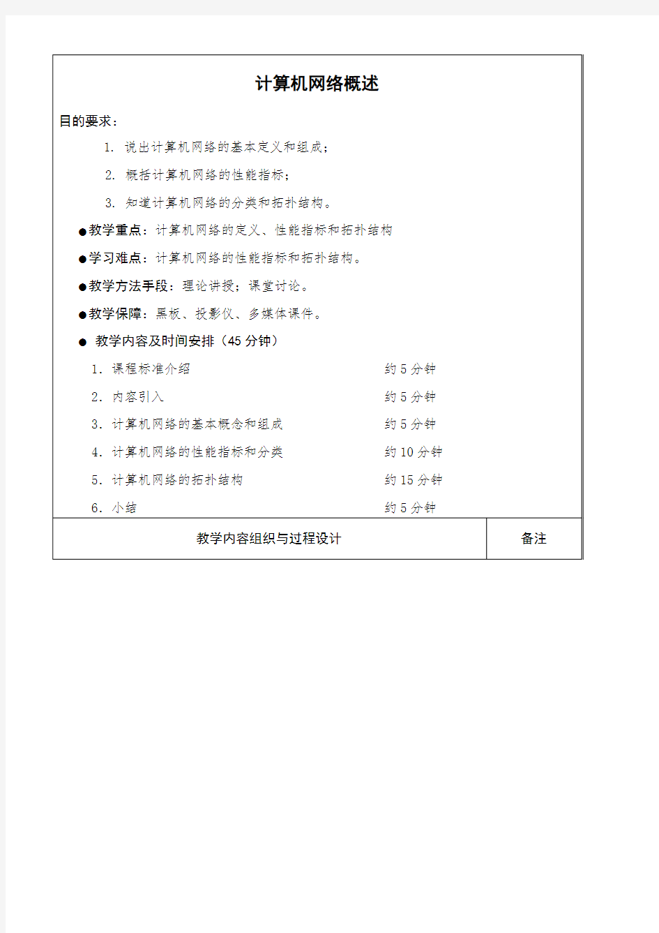 计算机网络概述教案课程