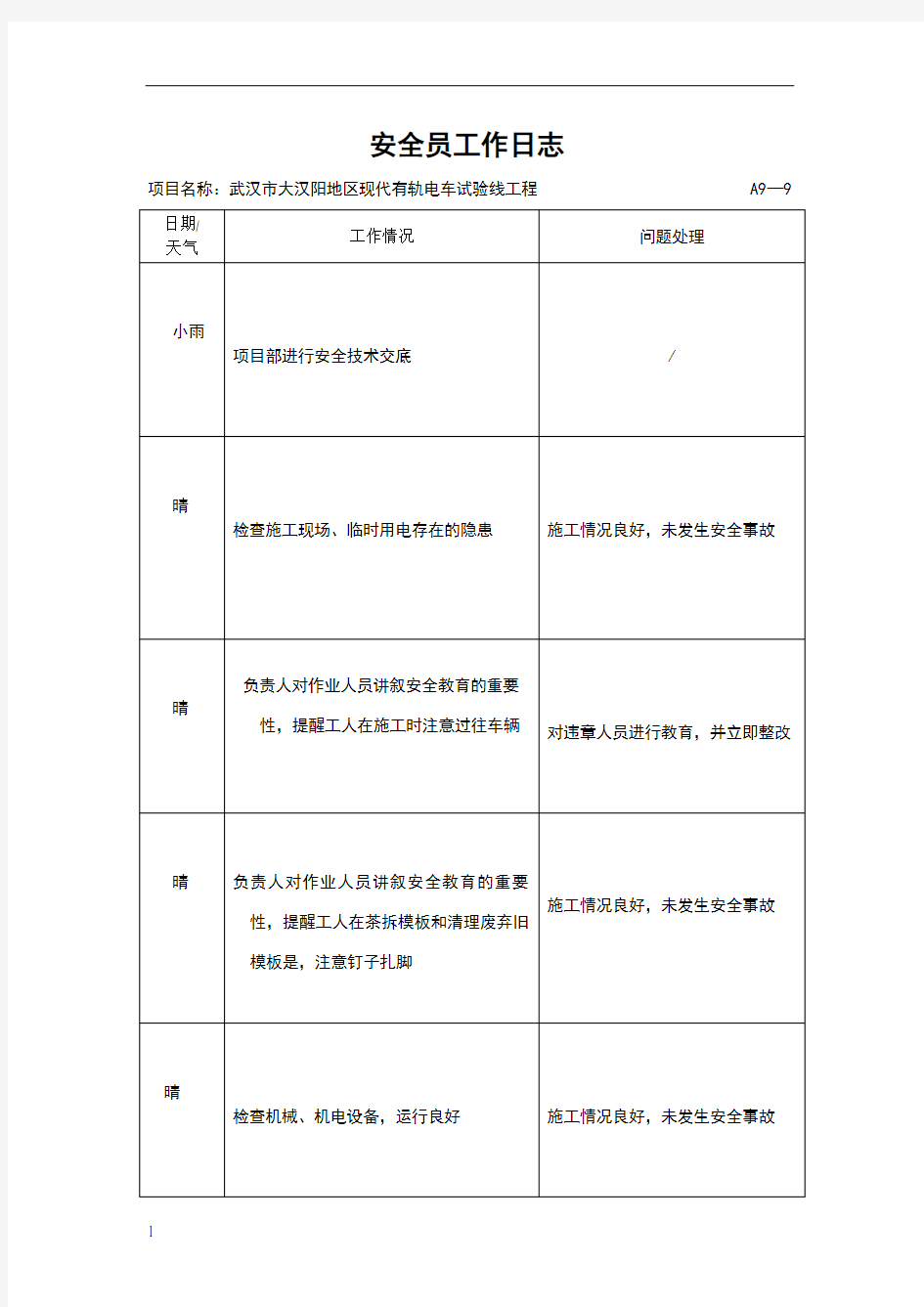 安全员工作日志97685