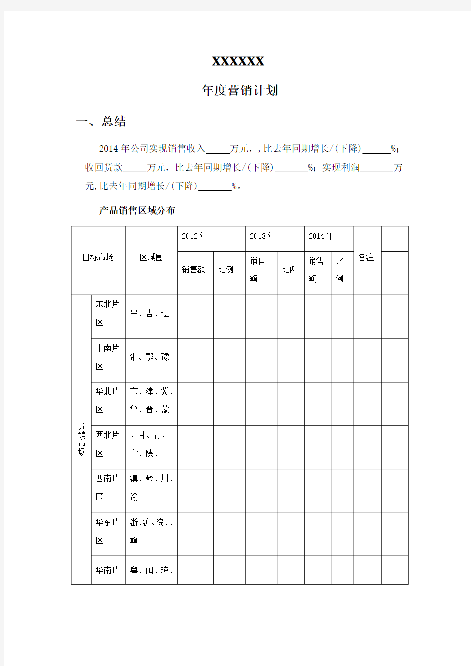 年度营销计划