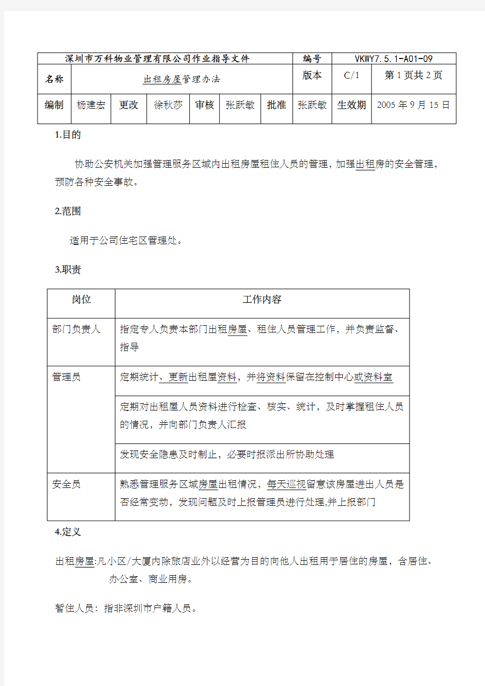 出租房屋管理办法