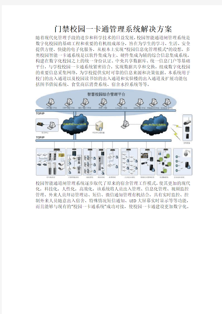 智能门禁管理系统校园一卡通解决方案