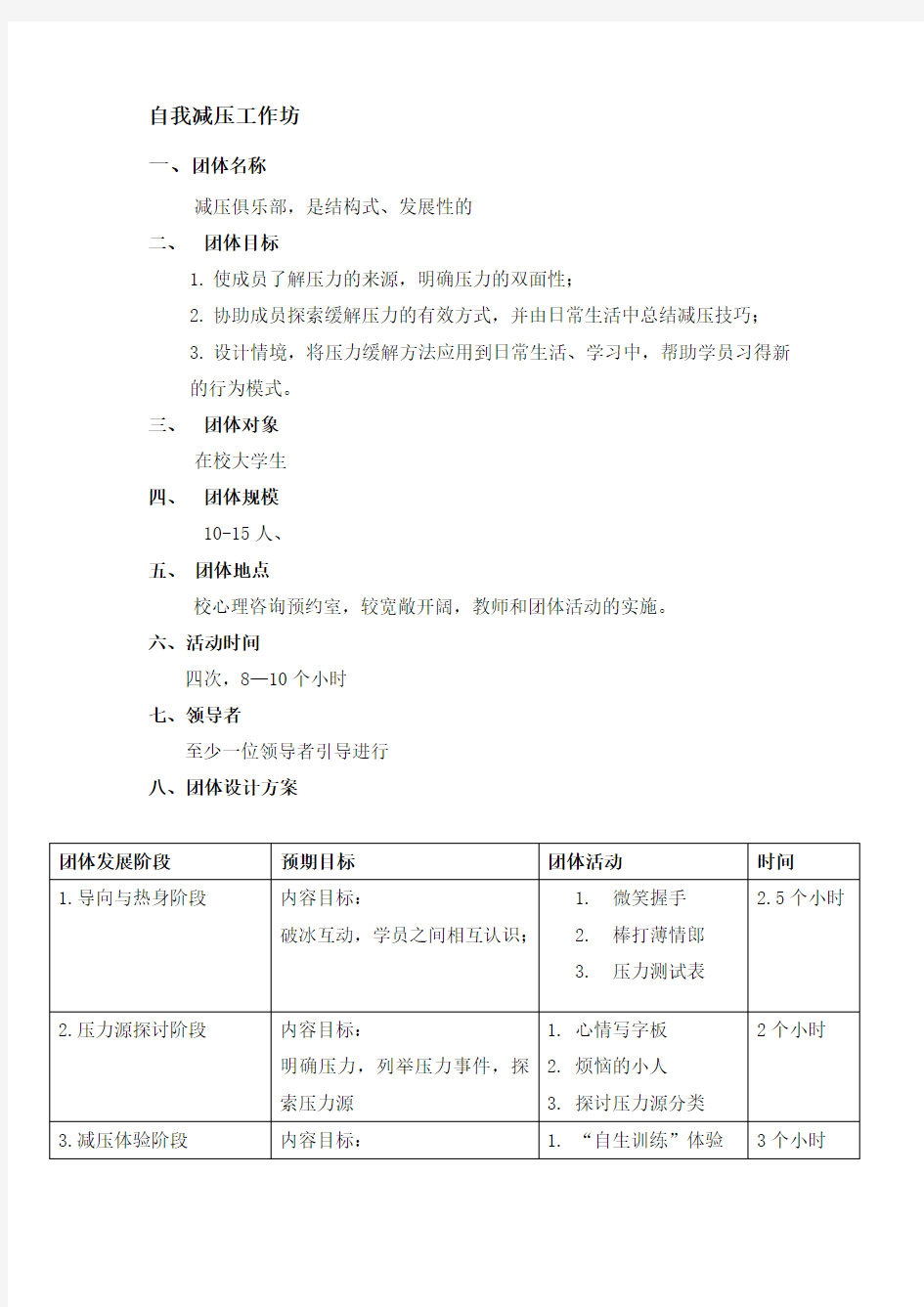 减压俱乐部-团辅方案