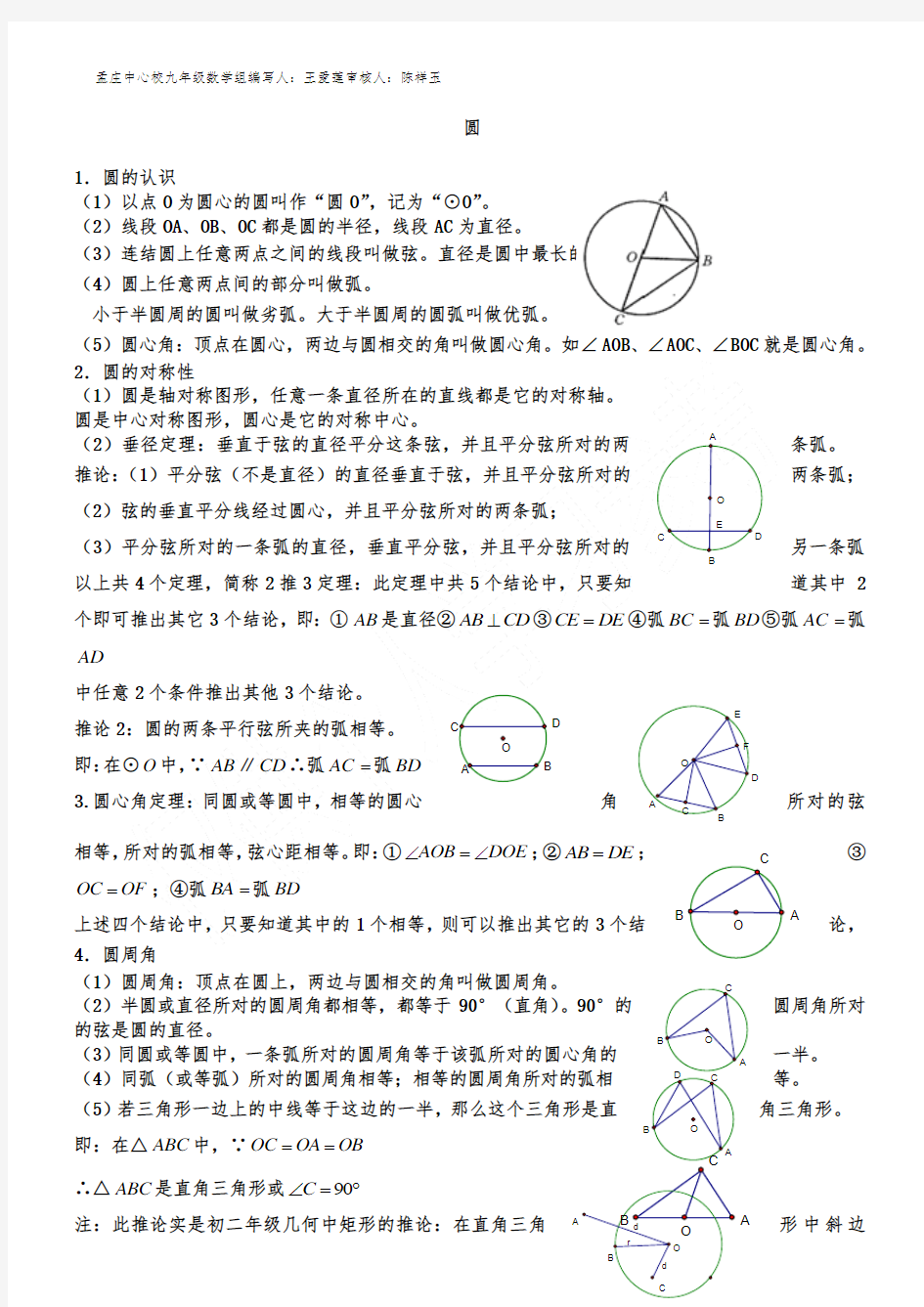 九年级下册《圆》知识点总结