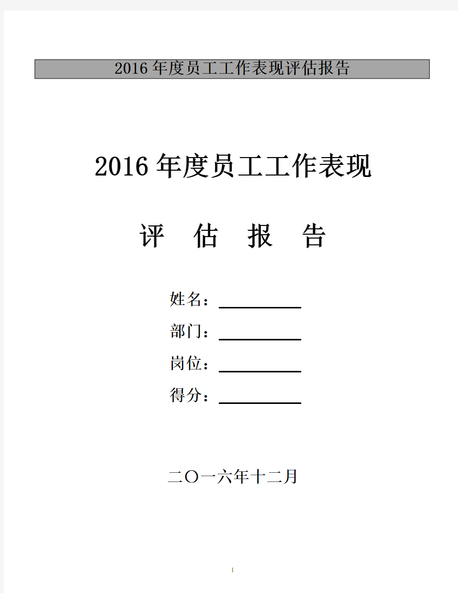 2016年度员工工作表现评估报告