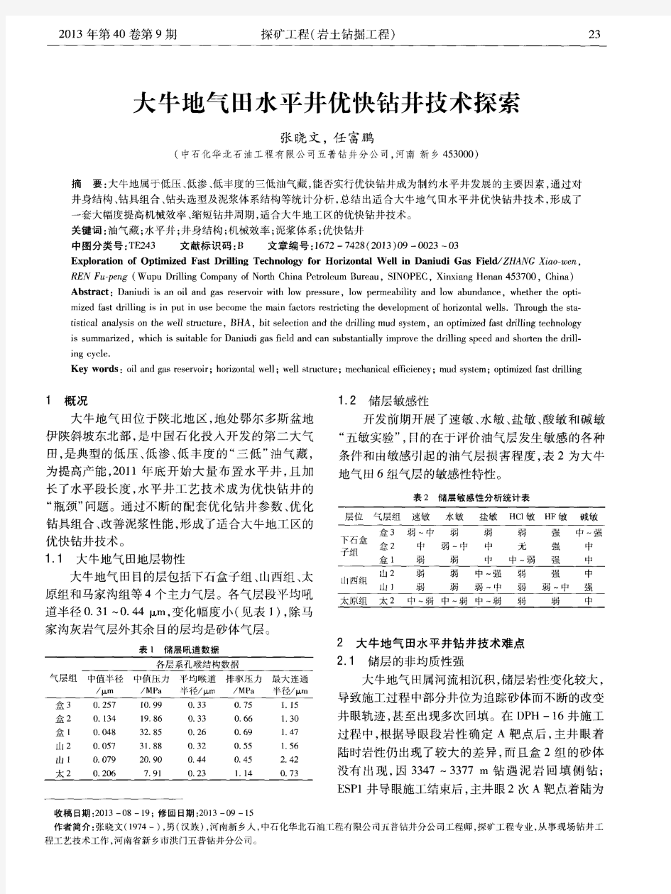 大牛地气田水平井优快钻井技术探索