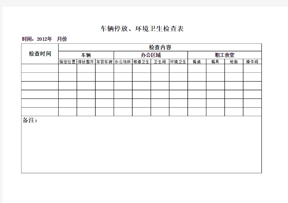 车辆停放、环境卫生检查表