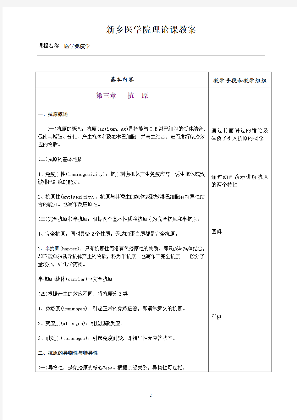 医学免疫学教案第03章 抗原