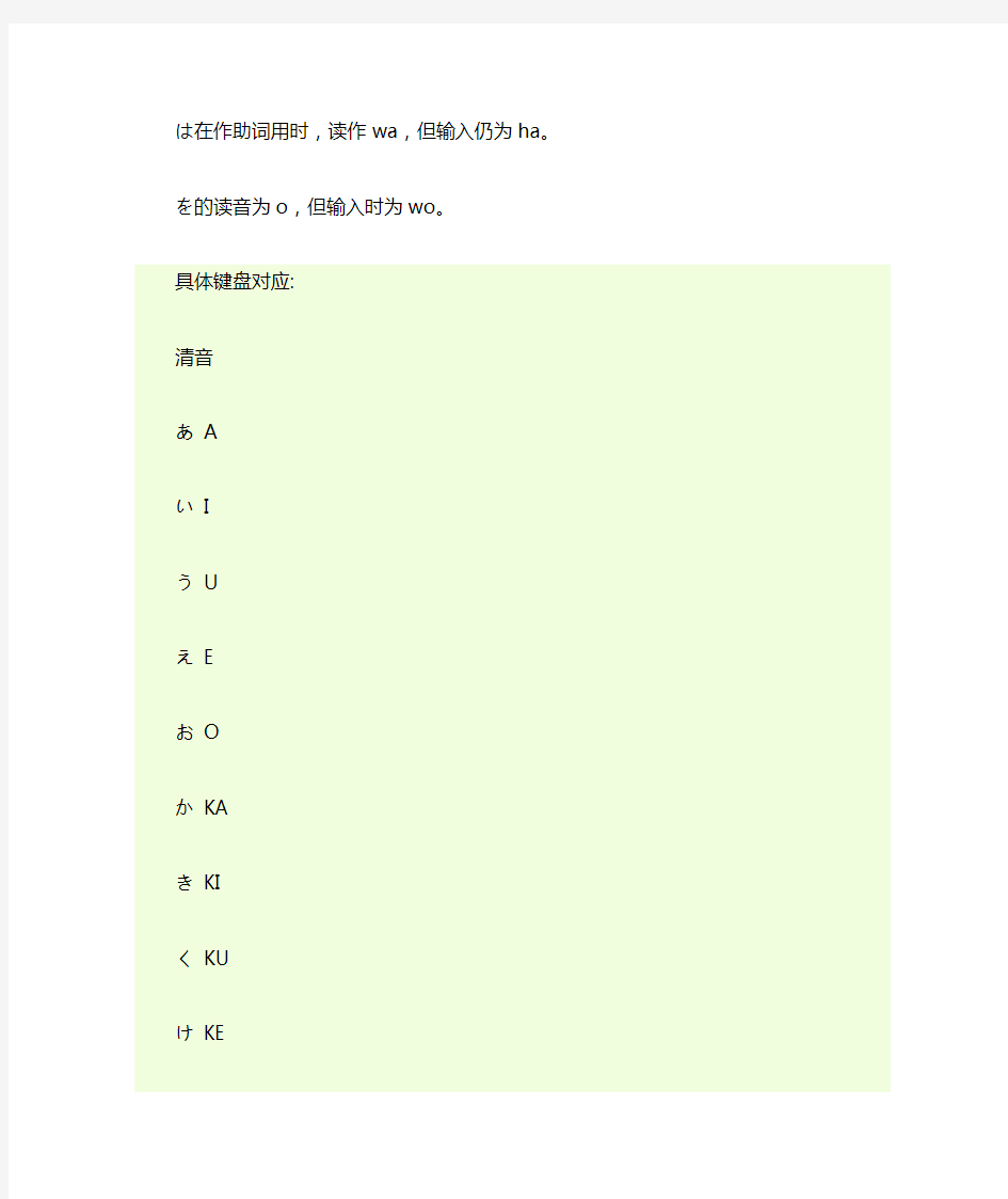 日语假名输入方法及键盘对应总结