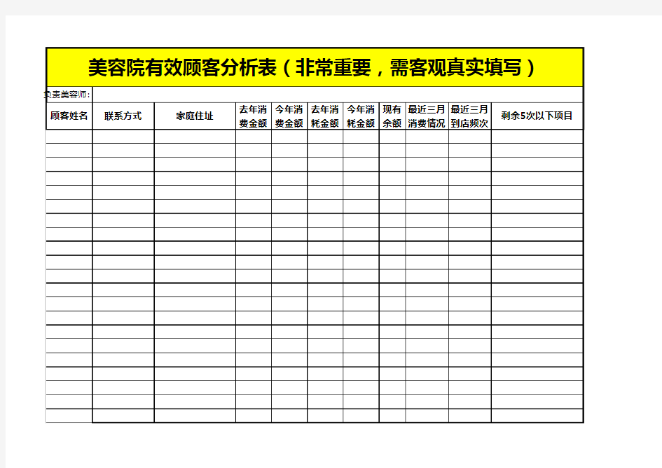 顾客分析表