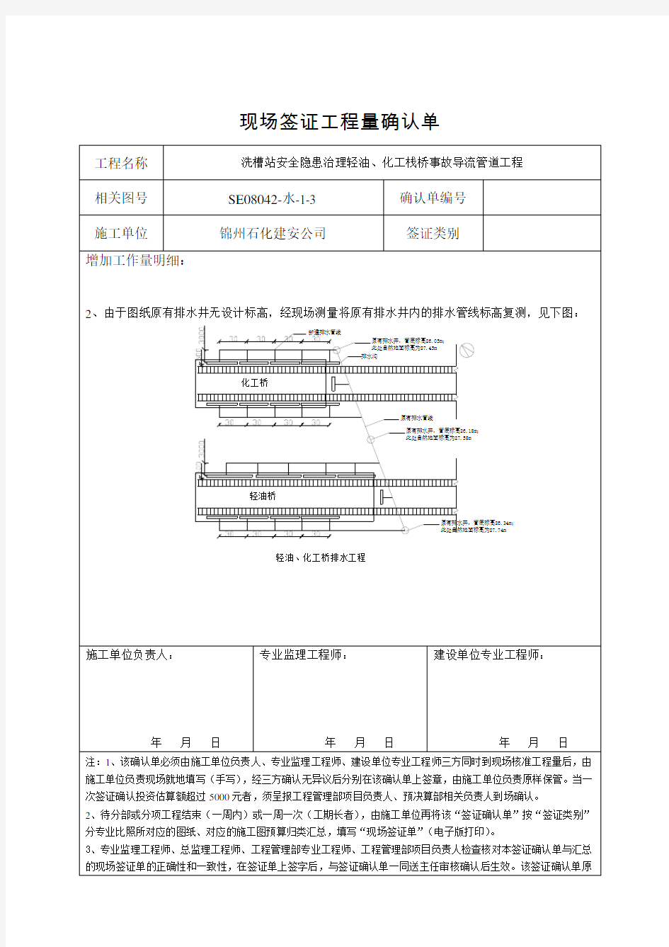 现场签证工程量确认单